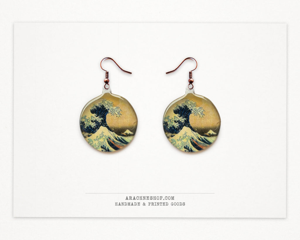 Hokusai Wave Earrings – Antique Copper Hooks