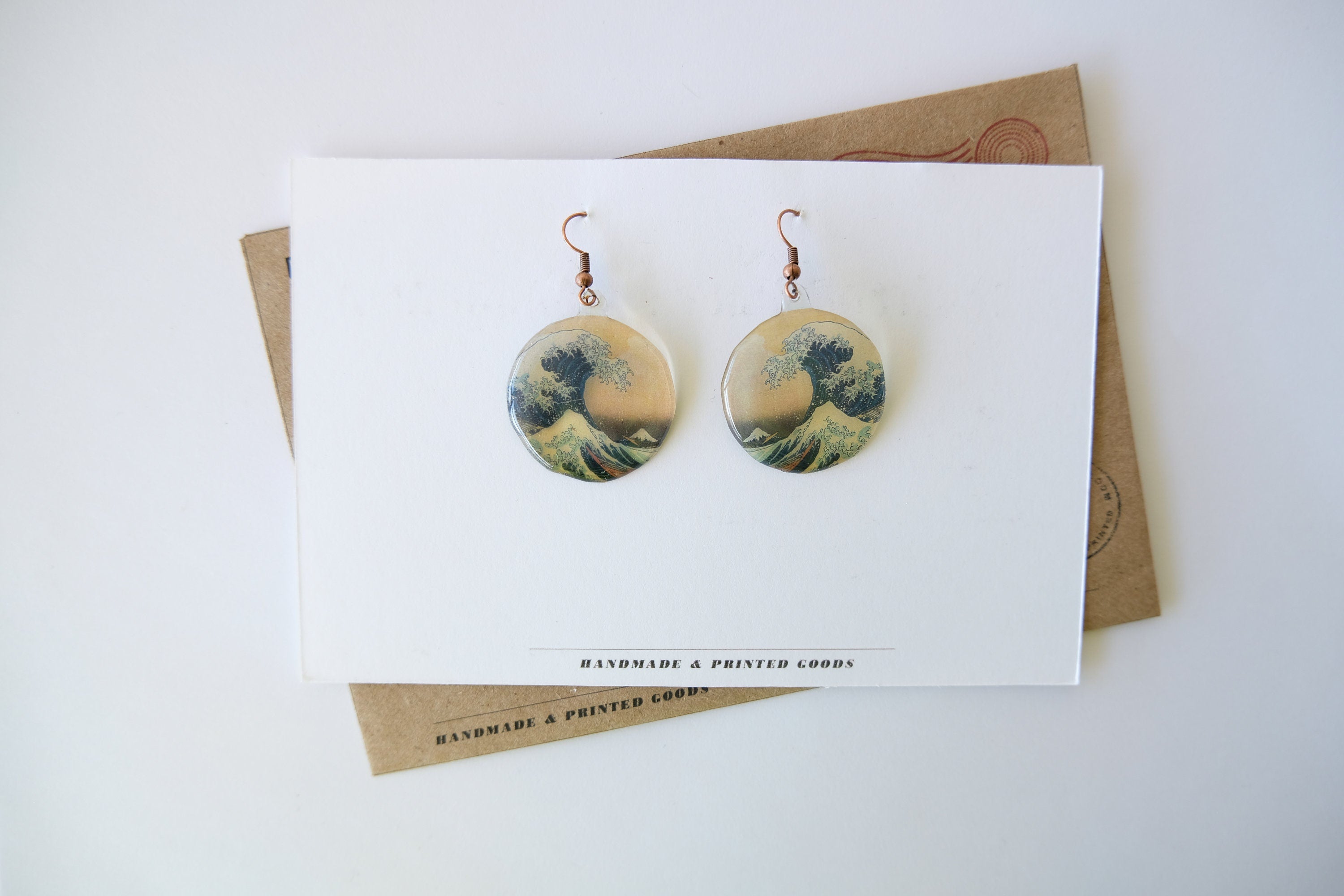 Hokusai Wave Earrings – Antique Copper Hooks